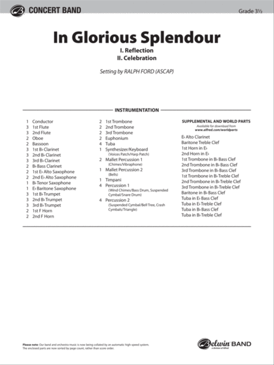 In Glorious Splendour: Score Concert Band scores gallery preview page 1