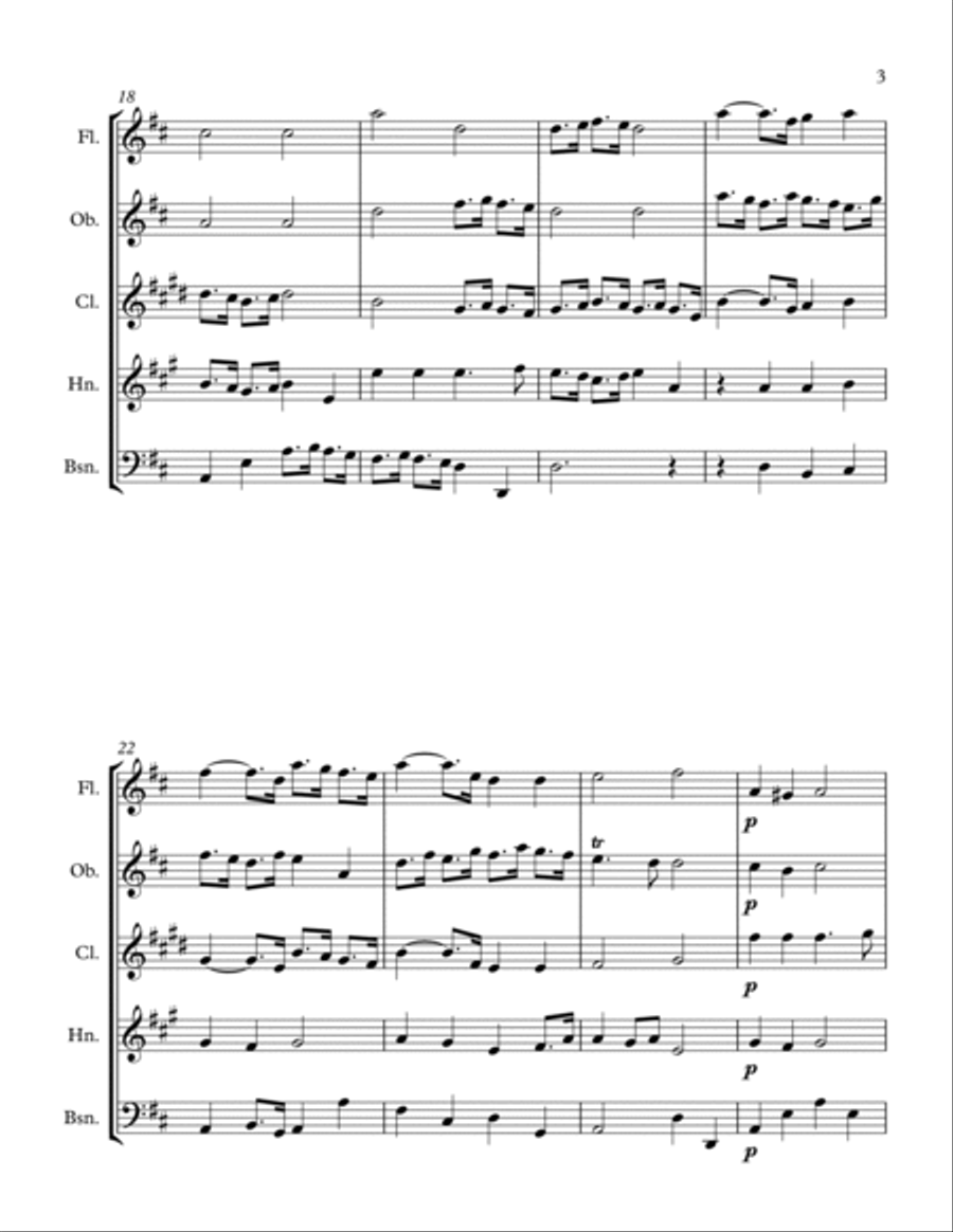 Purcell: Trumpet Tune in D for Woodwind Quintet Woodwind Quintet scores gallery preview page 3