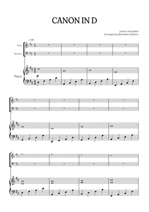 Pachelbel Canon in D • oboe & bassoon duet sheet music w/ piano accompaniment