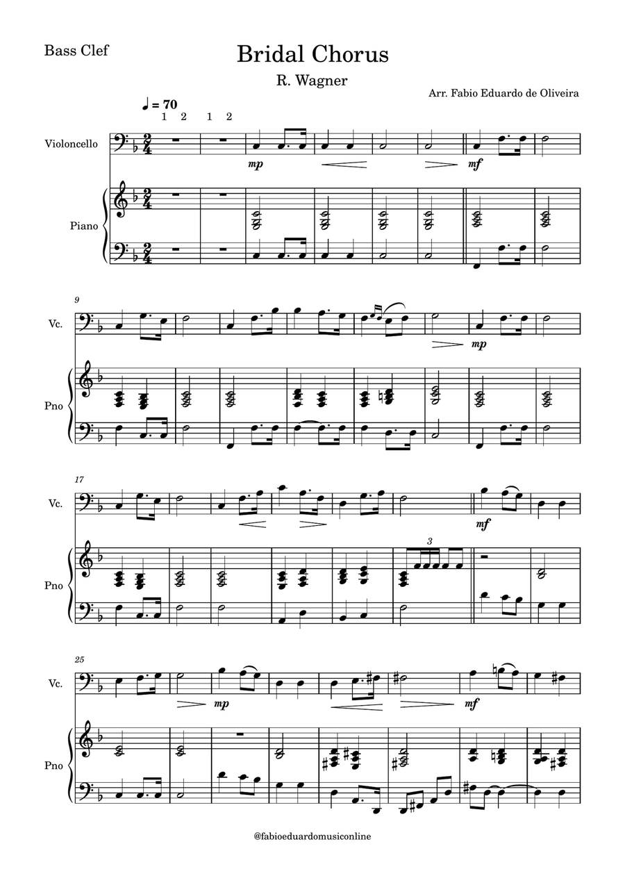 Wedding March Bridal Chorus - FREE Mp3 Playback + Solo and Piano Parts Piano Accompaniment scores gallery preview page 2
