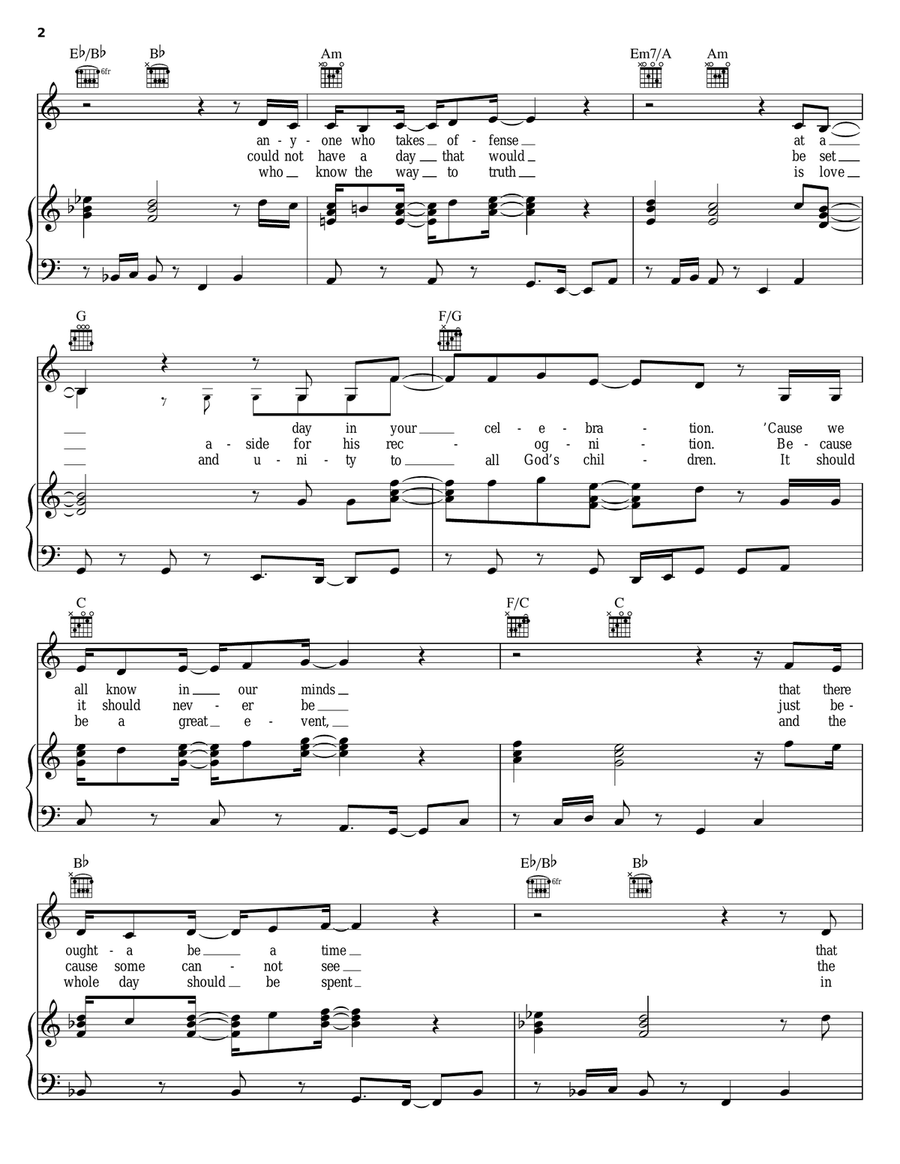 Happy Birthday Happy Birthday Piano, Vocal, Guitar scores gallery preview page 2