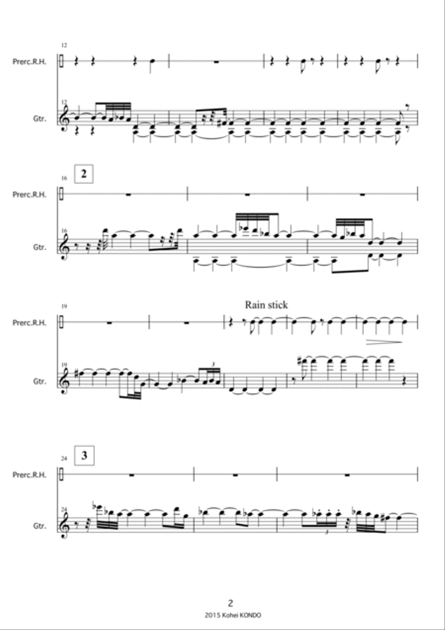 "Travel to the source of the Kamo-gawa River" Version for guitar and percussion Op.150-c