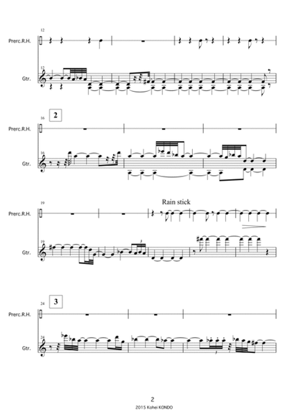 "Travel to the source of the Kamo-gawa River" Version for guitar and percussion Op.150-c
