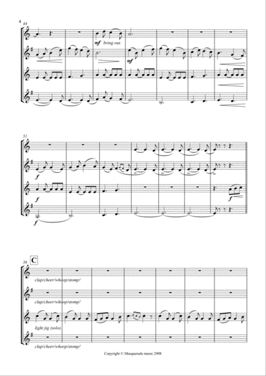 Kayleigh in Killarney SATB Saxophone Quartet (with optional Alto 2 / Tenor 2 Quintet part) Saxophone Quartet scores gallery preview page 4