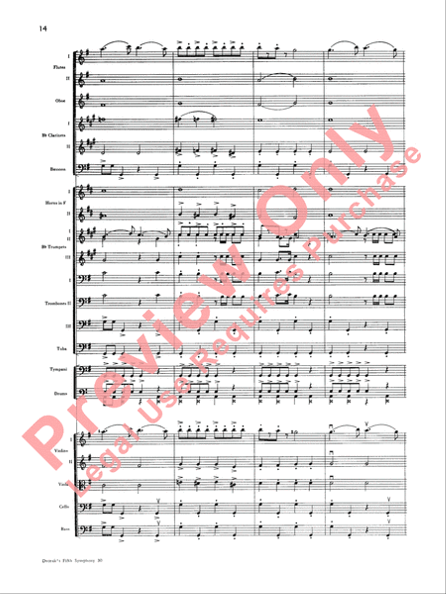 Dvorák's Fifth Symphony (New World, Fourth Movement) Full Orchestra scores gallery preview page 15