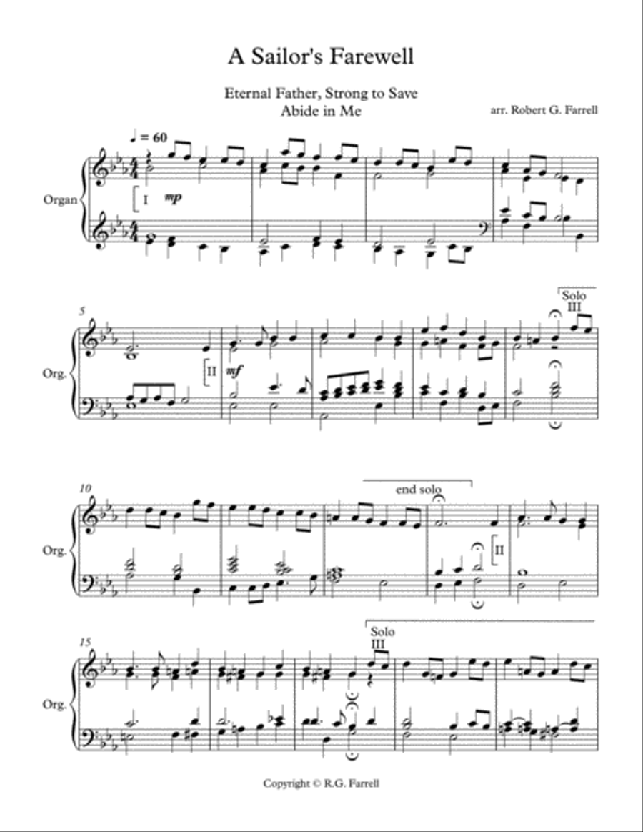 A Sailor's Farewell Organ Solo scores gallery preview page 1
