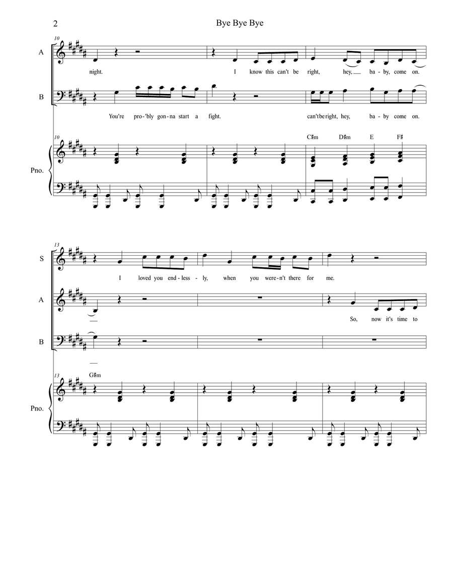 Bye Bye Bye 3-Part scores gallery preview page 2