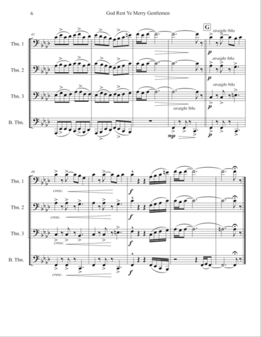God Rest Ye Merry Gentlemen for Swinging' Trombones (Fmin) Small Ensemble scores gallery preview page 6
