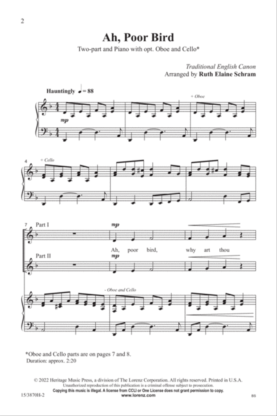 Ah, Poor Bird 2-Part scores gallery preview page 2