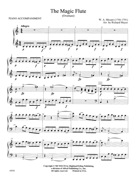 The Magic Flute (Overture): Piano Accompaniment