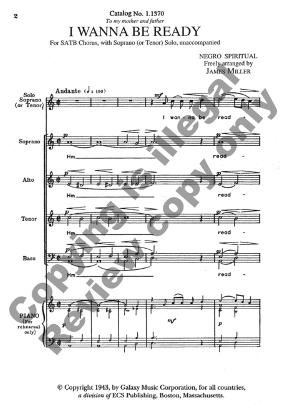 I Wanna be Ready 4-Part scores gallery preview page 2