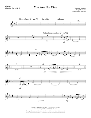 Book cover for You Are the Vine - Clarinet (sub. Horn 1-2)