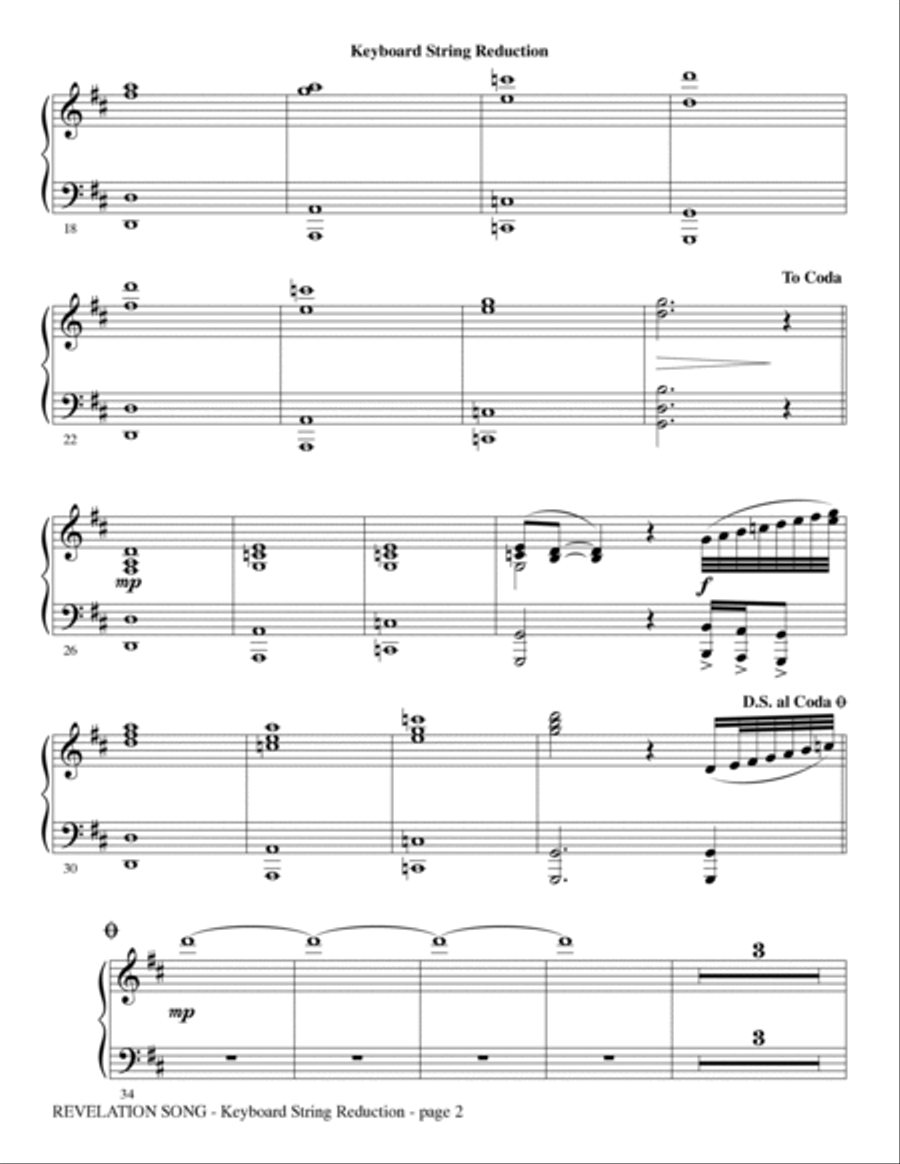 Revelation Song - keyboard reduction Piano scores gallery preview page 2