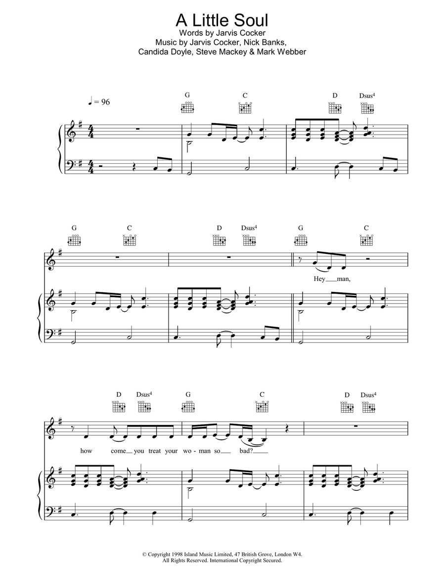 A Little Soul Piano, Vocal, Guitar scores gallery preview page 1