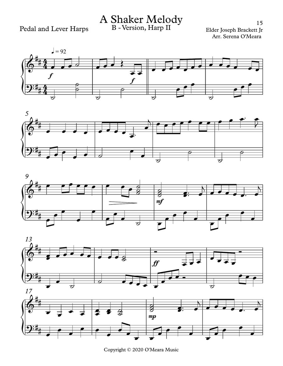 A Shaker Melody, B Version, Harp II Celtic Harp - Digital Sheet Music page 2