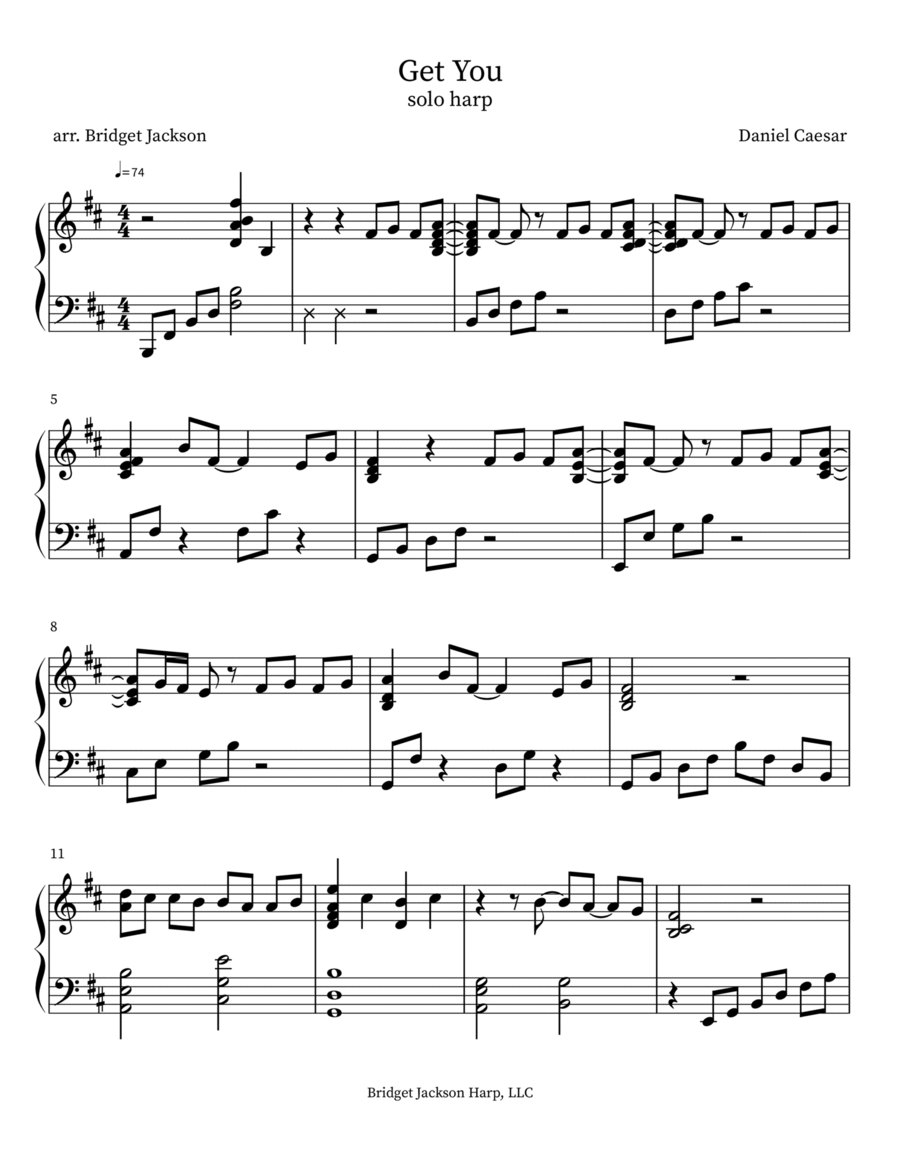 Get You (feat Kali Uchis) Harp scores gallery preview page 1