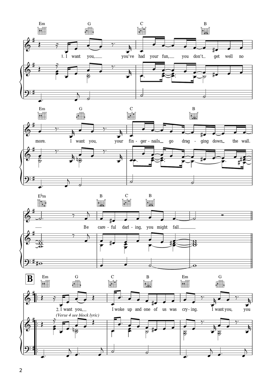 I Want You Piano, Vocal scores gallery preview page 2