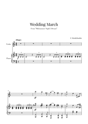 Book cover for Wedding March for Violin and Piano - Mendelssohn