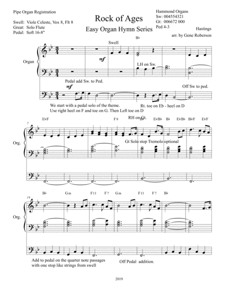 Rock of Ages Easy Organ Hymn Series