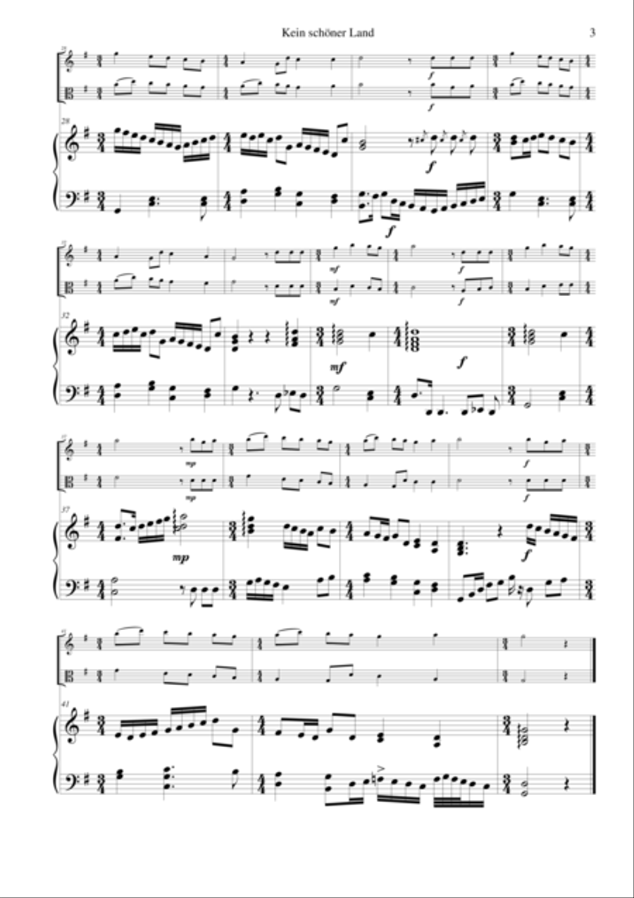 Kein schöner Land for flute, viola and piano Flute scores gallery preview page 3