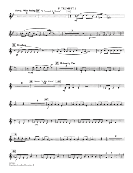 Highlights from Les Misérables (arr. Johnnie Vinson) - Bb Trumpet 2
