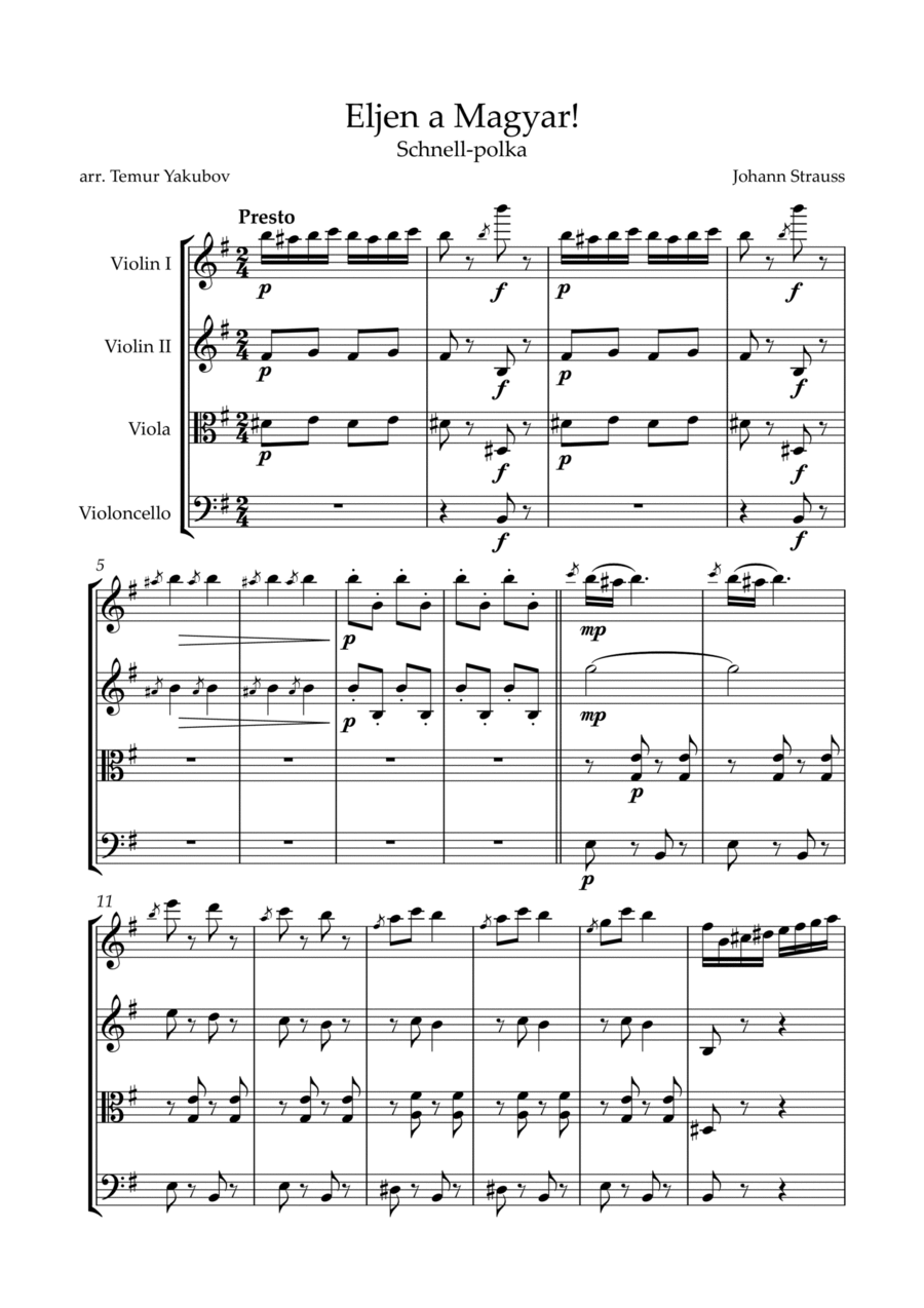 Éljen a Magyar! String Quartet scores gallery preview page 1