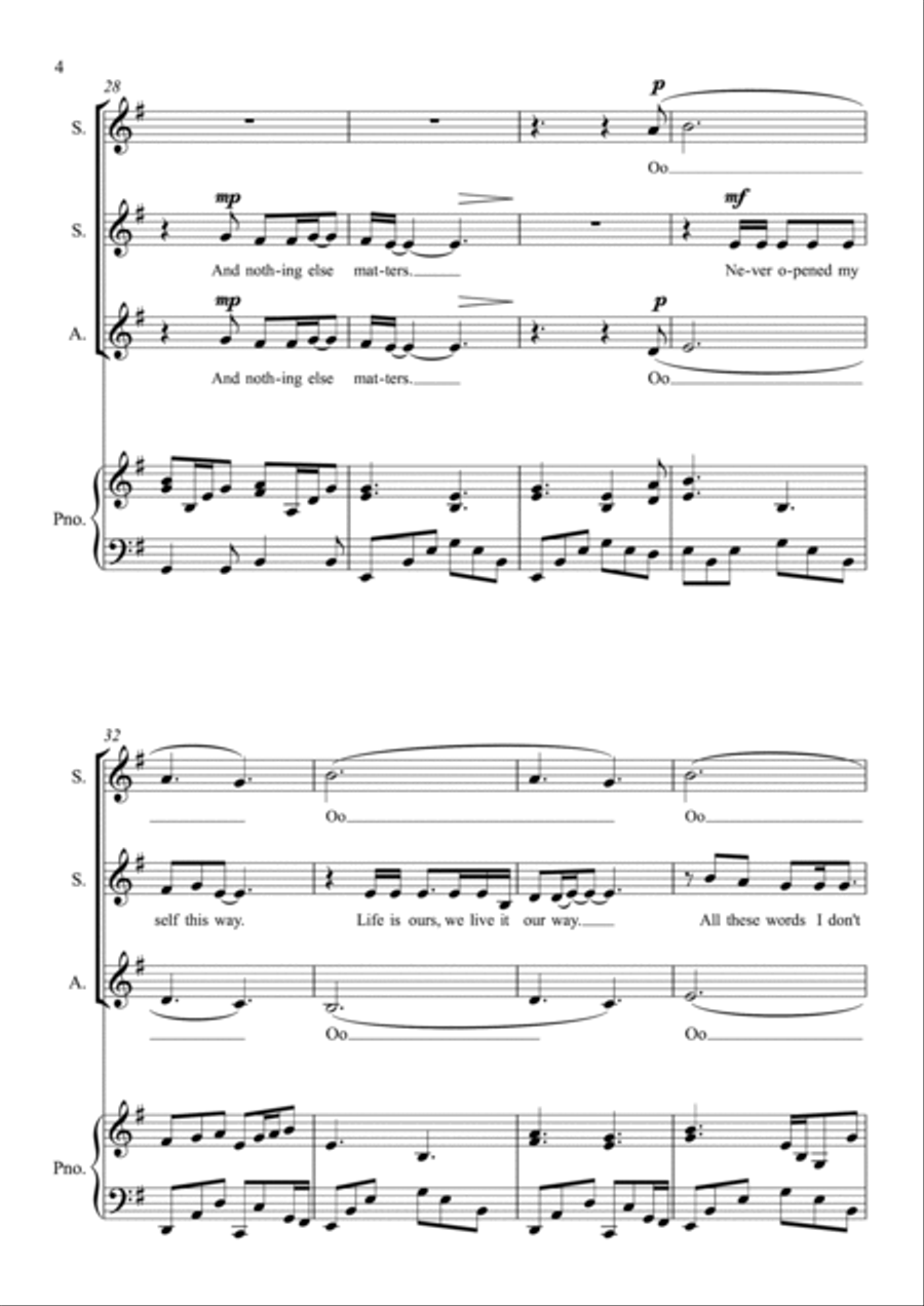Nothing Else Matters SSA scores gallery preview page 4