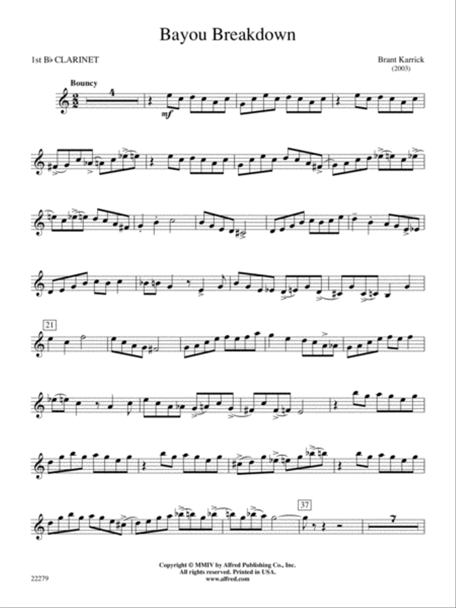 Bayou Breakdown: 1st B-flat Clarinet Concert Band scores gallery preview page 1