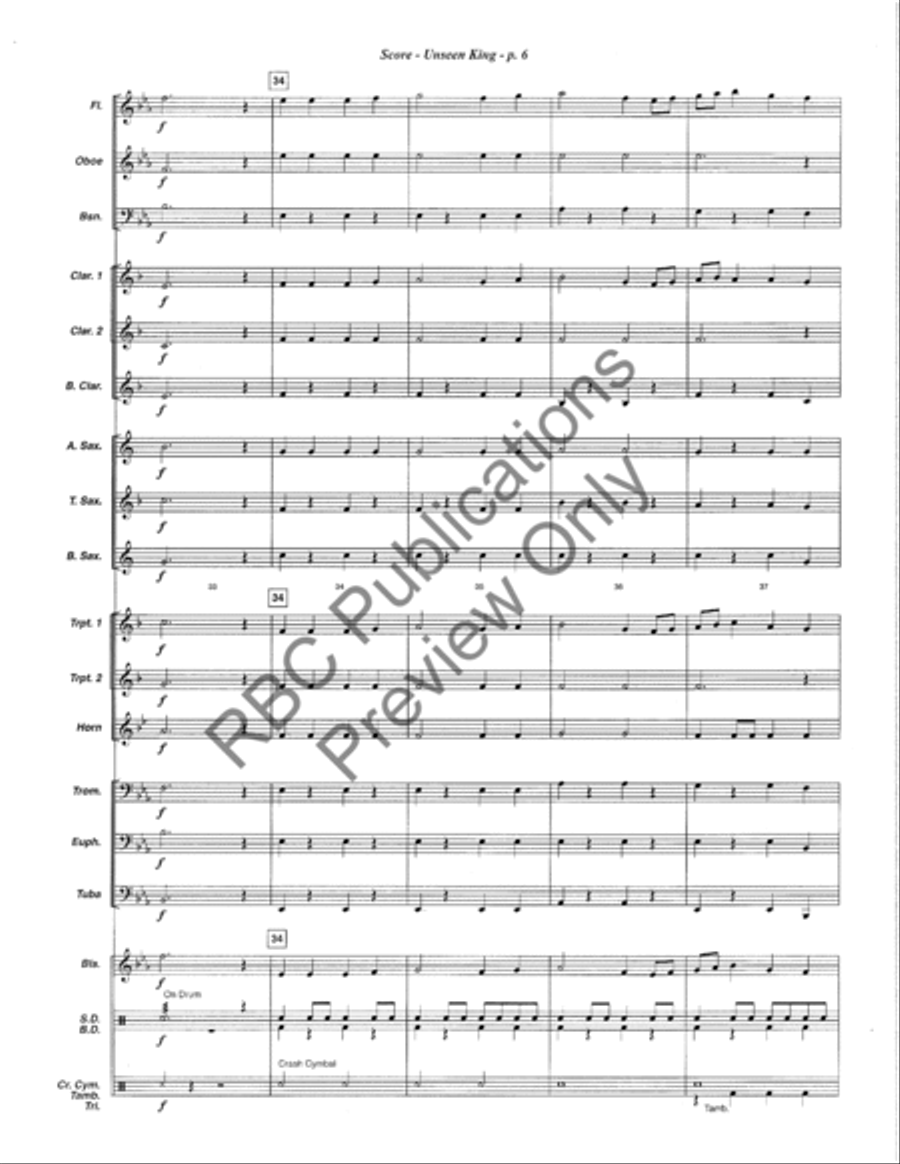Unseen King Concert Band scores gallery preview page 9