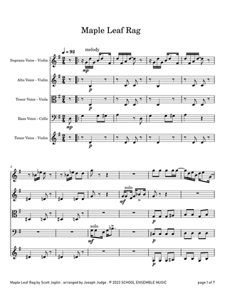 Maple Leaf Rag by Scott Joplin for String Quartet in Schools