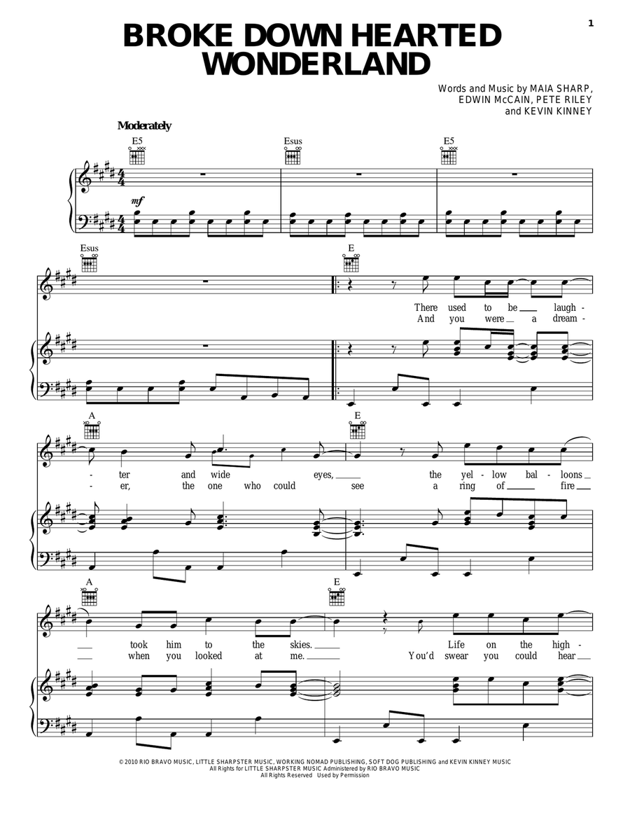 Broke Down Hearted Wonderland (from The Last Song) Acoustic Guitar scores gallery preview page 1