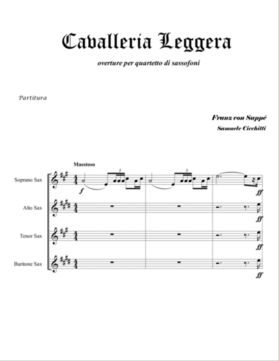 Cavalleria Leggera - Overture Saxophone Quartet scores gallery preview page 2