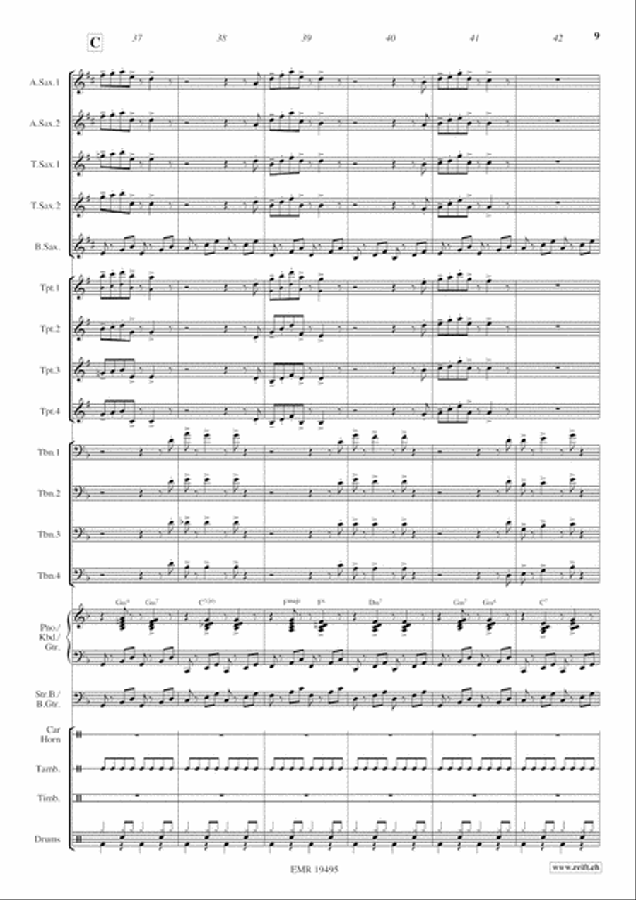 Cha Cha Slide Big Band scores gallery preview page 10