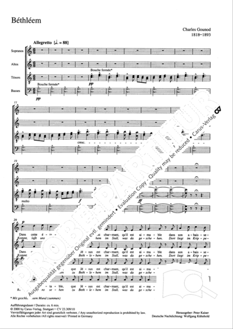 Bethlehem - Kommt, lasst uns sehen 4-Part scores gallery preview page 4
