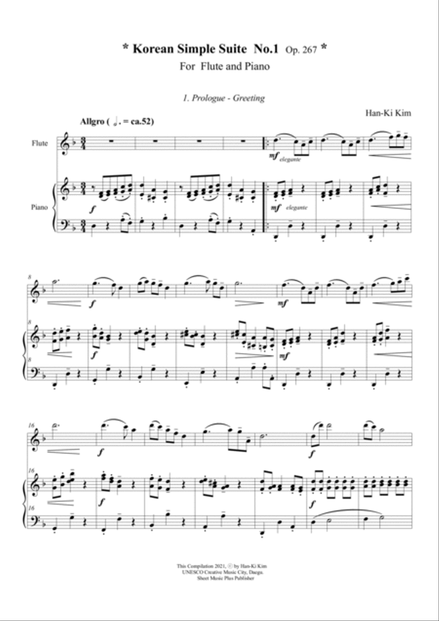 Korean Simple Suite No.1 (For Flute and Piano) Woodwind Duet scores gallery preview page 3