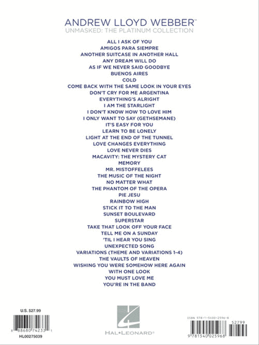 Andrew Lloyd Webber - Unmasked: The Platinum Collection Easy Piano scores gallery preview page 6