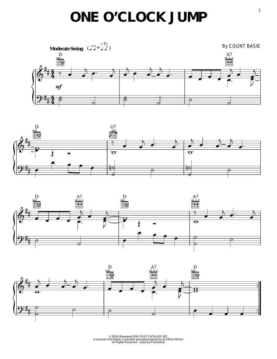 One O'Clock Jump Guitar scores gallery preview page 1