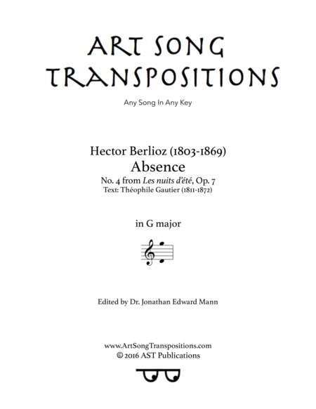 BERLIOZ: Absence, Op. 7 no. 4 (transposed to G major)