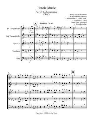 Heroic Music - No. 12. La Rejouissance (Eb) (Brass Quintet - 2 Trp, 1 Hrn, 1 Trb, 1 Tuba)