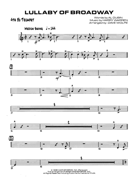 Lullaby of Broadway: 4th B-flat Trumpet