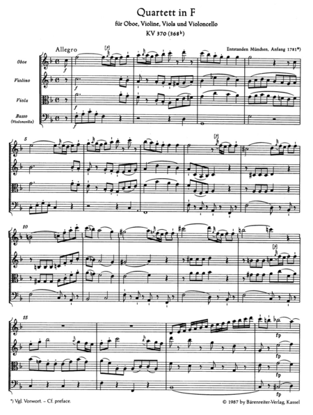 Oboenquartett F major, KV 370(368b)