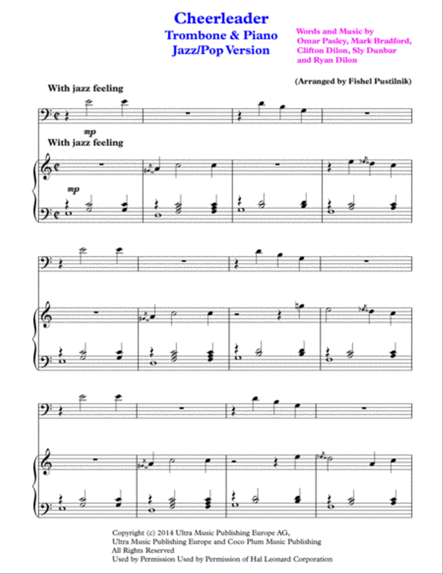 Cheerleader Piano scores gallery preview page 2