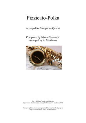 Book cover for Pizzicato Polka arranged for Saxophone Quartet