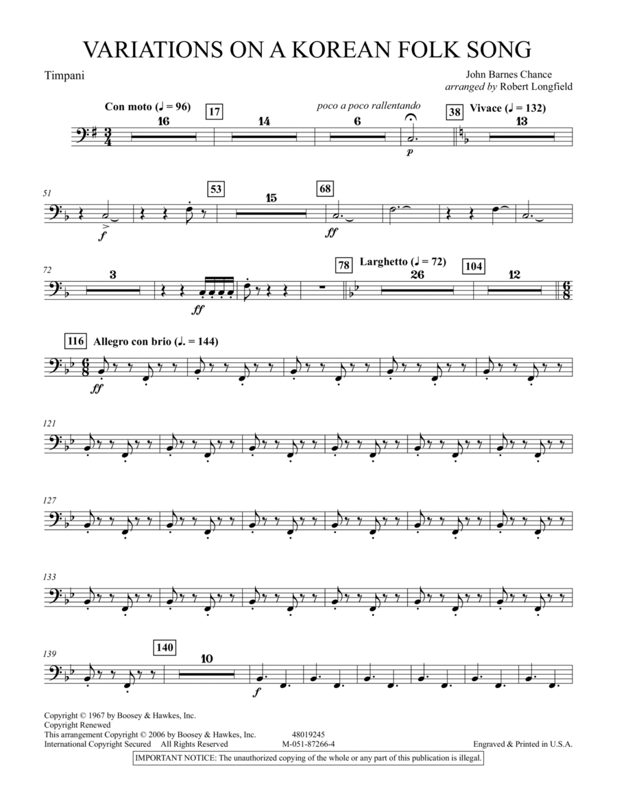 Variations on A Korean Folk Song - Timpani Full Orchestra scores gallery preview page 1