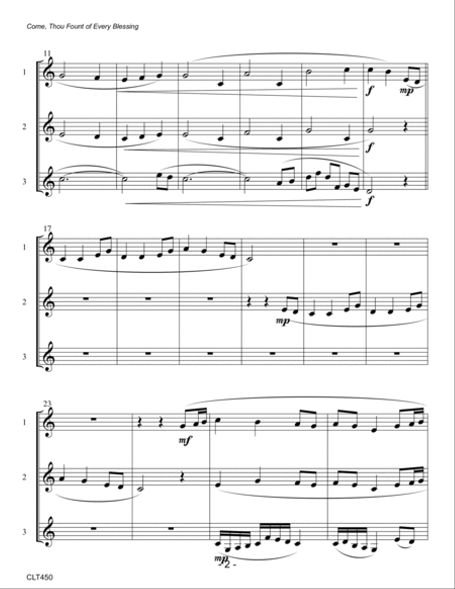 COME THOU FOUNT OF EVERY BLESSING - CLARINET TRIO (unaccompanied) Clarinet Trio scores gallery preview page 2