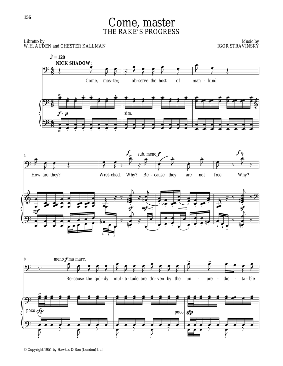 洋書楽譜「The Rake's Progress(放蕩児の遍歴) Igor Stravinsky