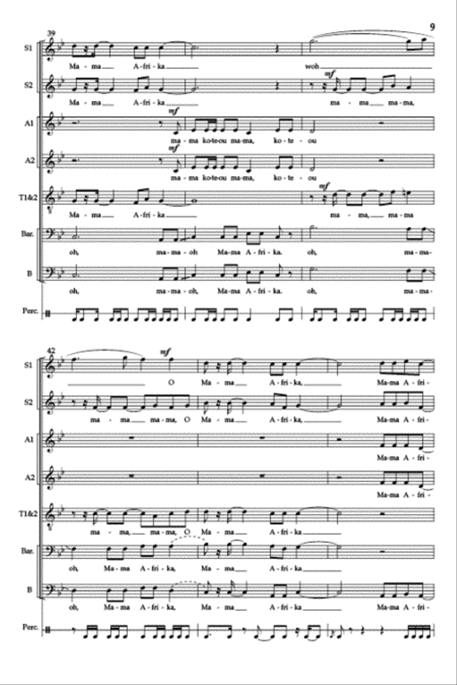Mama Afrika SSAATTBB scores gallery preview page 8