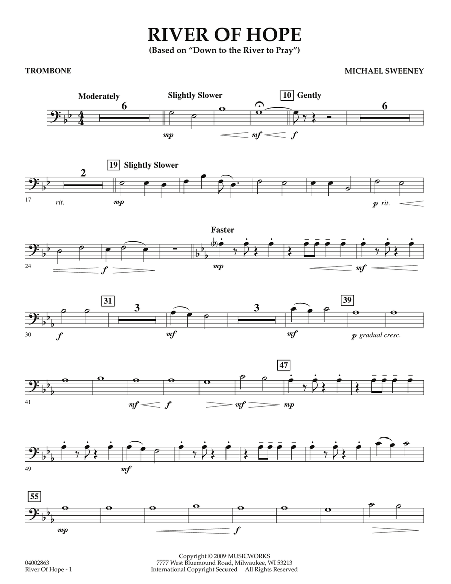 River of Hope - Trombone River of Hope - Trombone Concert Band scores gallery preview page 1