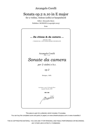 Book cover for Corelli, Sonata op.2 n.10 in E major