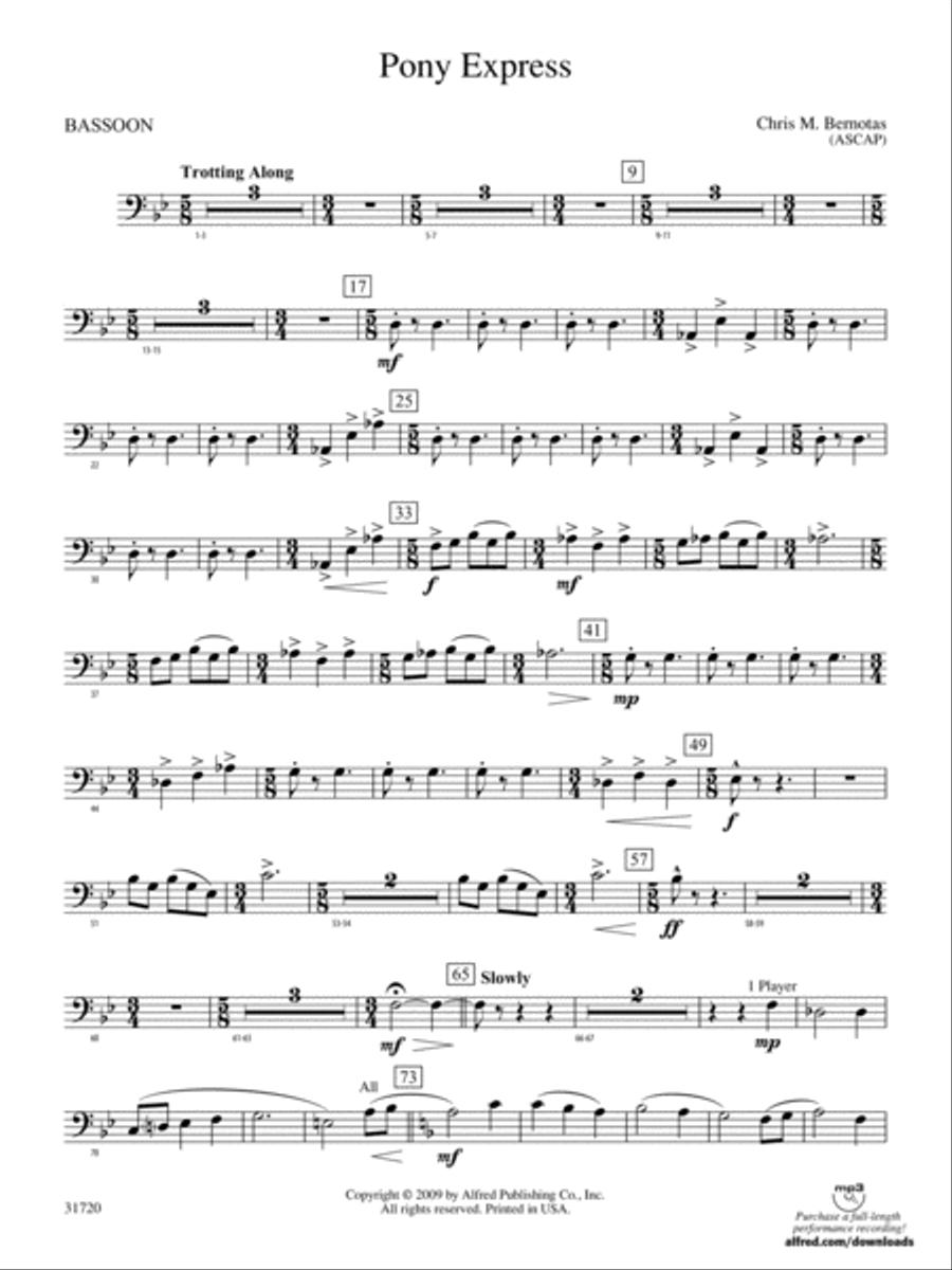 Pony Express: Bassoon Pony Express: Bassoon Concert Band scores gallery preview page 1